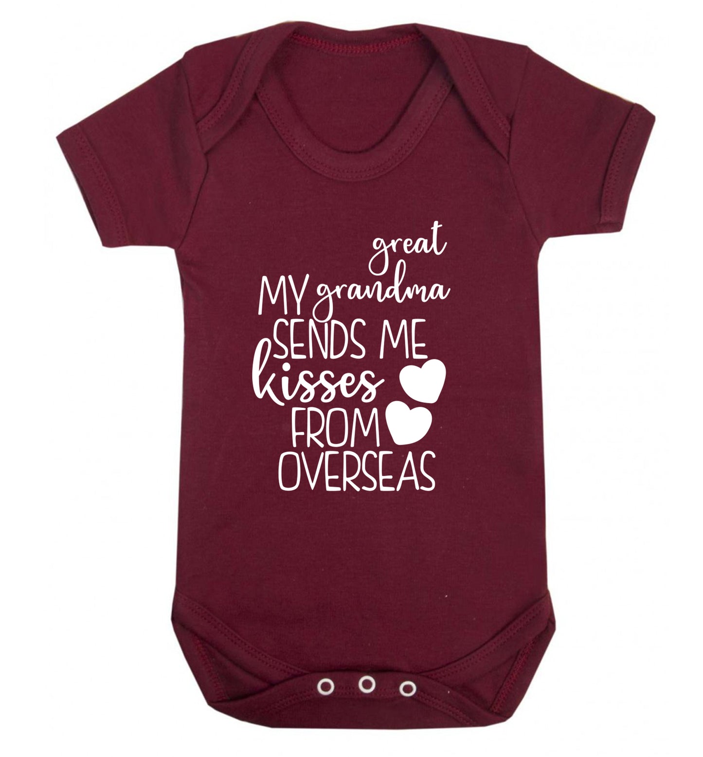 My great grandma sends me kisses from overseas Baby Vest maroon 18-24 months