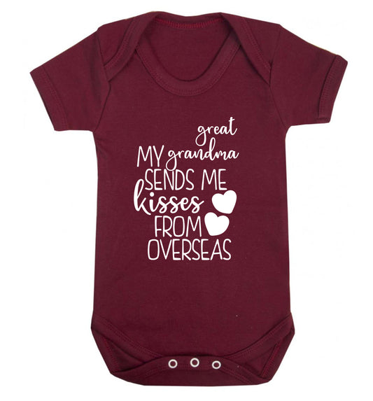 My great grandma sends me kisses from overseas Baby Vest maroon 18-24 months