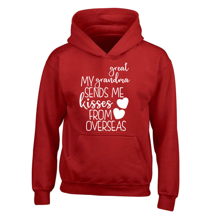 My great grandma sends me kisses from overseas children's red hoodie 12-13 Years