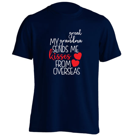 My great grandma sends me kisses from overseas adults unisex navy Tshirt 2XL