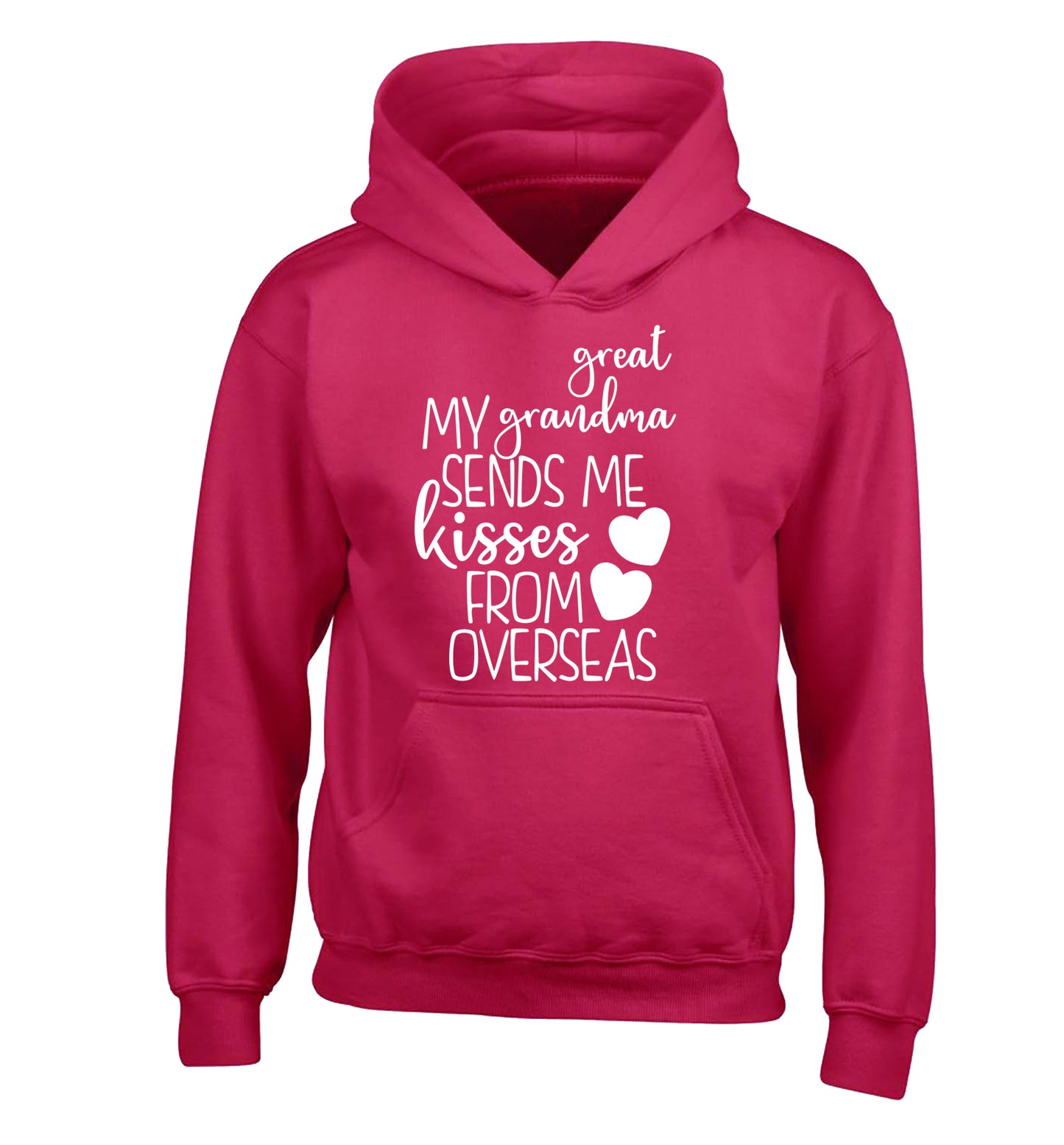 My great grandma sends me kisses from overseas children's pink hoodie 12-13 Years
