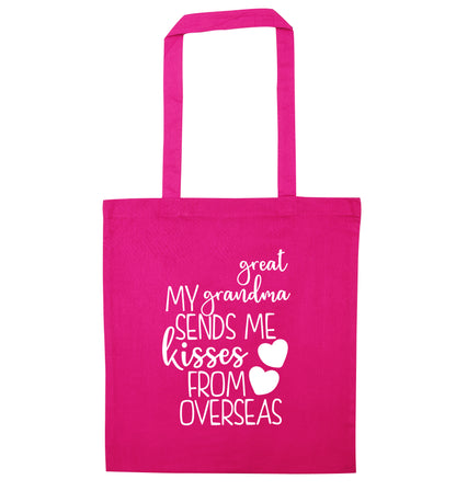 My great grandma sends me kisses from overseas pink tote bag