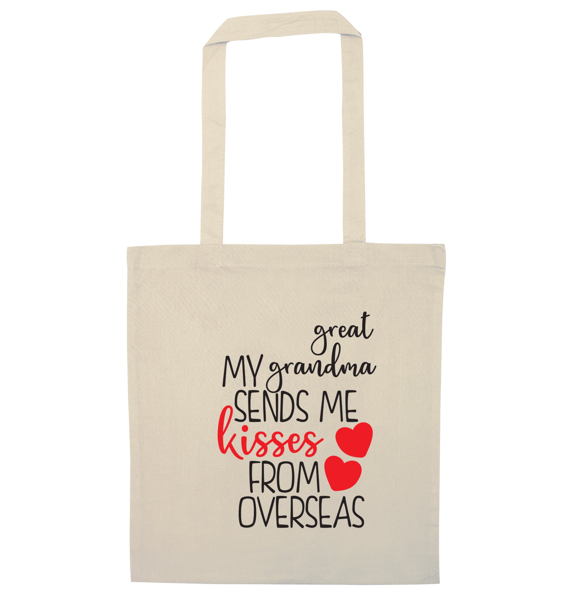 My great grandma sends me kisses from overseas natural tote bag