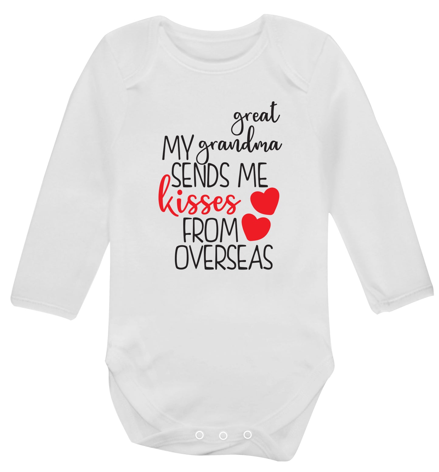 My great grandma sends me kisses from overseas Baby Vest long sleeved white 6-12 months