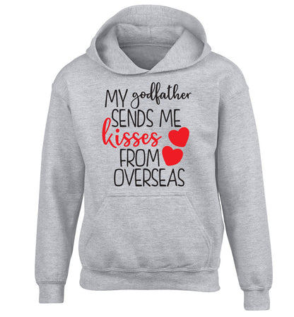 My godfather sends me kisses from overseas children's grey hoodie 12-13 Years