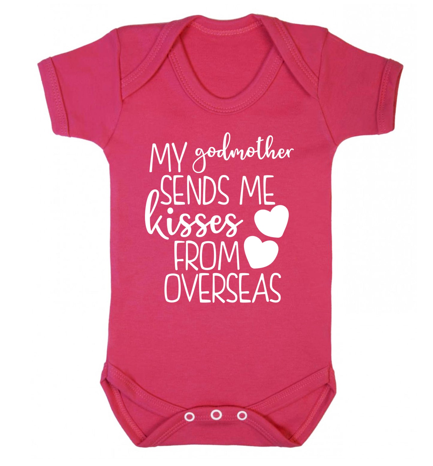 My godmother sends me kisses from overseas Baby Vest dark pink 18-24 months