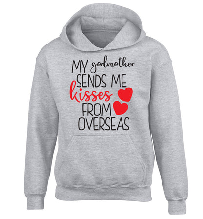 My godmother sends me kisses from overseas children's grey hoodie 12-13 Years