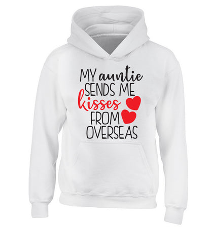 My auntie sends me kisses from overseas children's white hoodie 12-13 Years