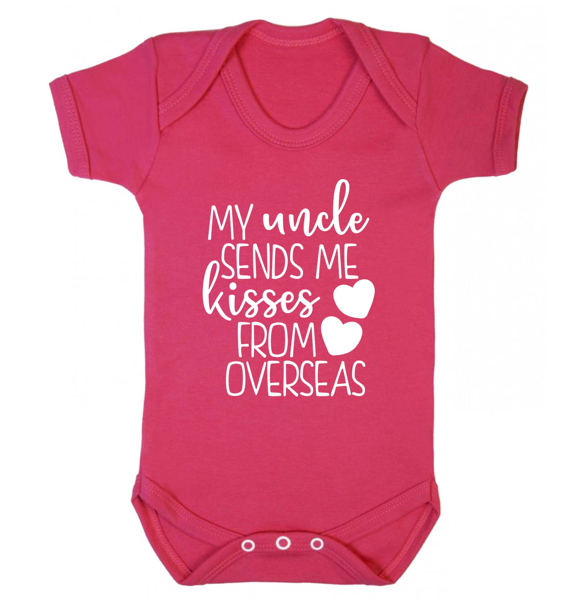 My uncle sends me kisses from overseas Baby Vest dark pink 18-24 months