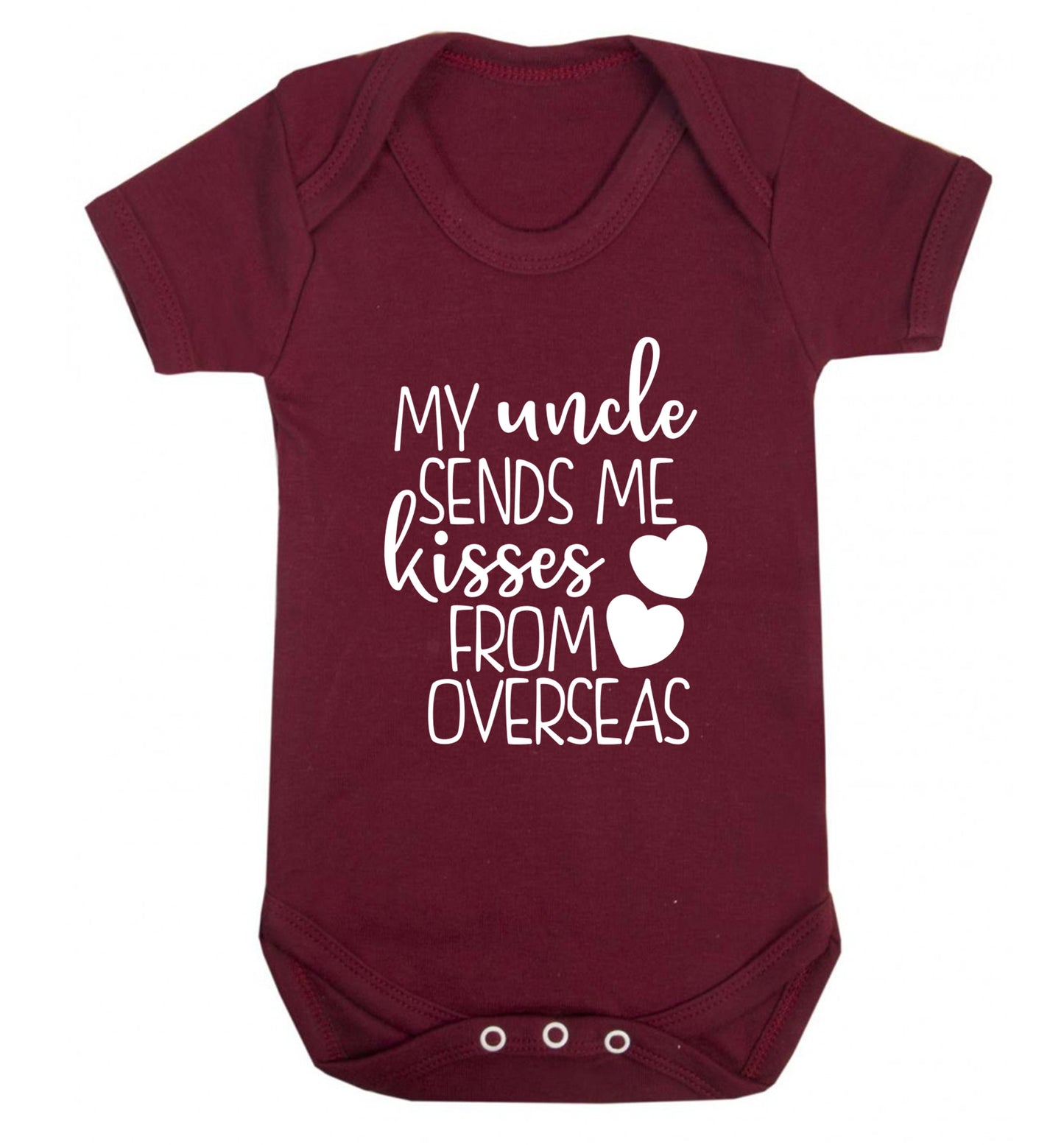 My uncle sends me kisses from overseas Baby Vest maroon 18-24 months
