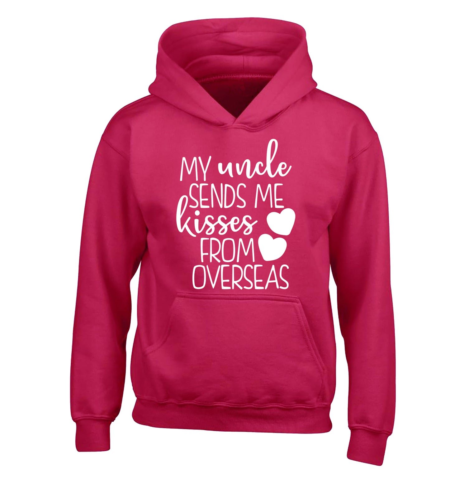My uncle sends me kisses from overseas children's pink hoodie 12-13 Years