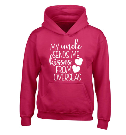 My uncle sends me kisses from overseas children's pink hoodie 12-13 Years
