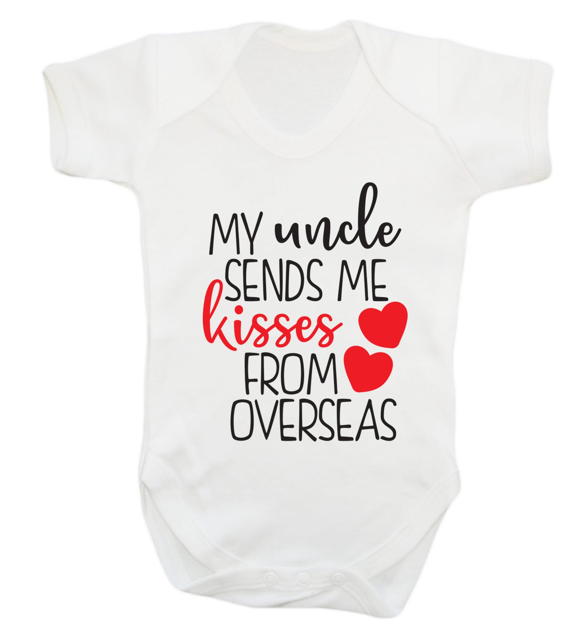 My uncle sends me kisses from overseas Baby Vest white 18-24 months