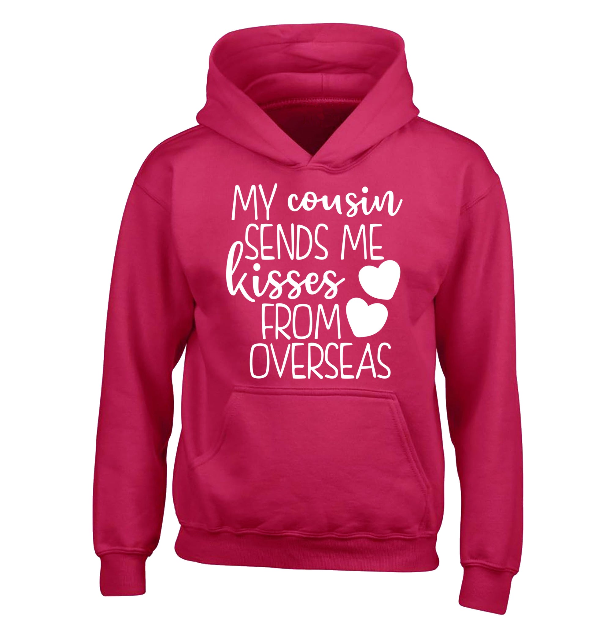 My cousin sends me kisses from overseas children's pink hoodie 12-13 Years