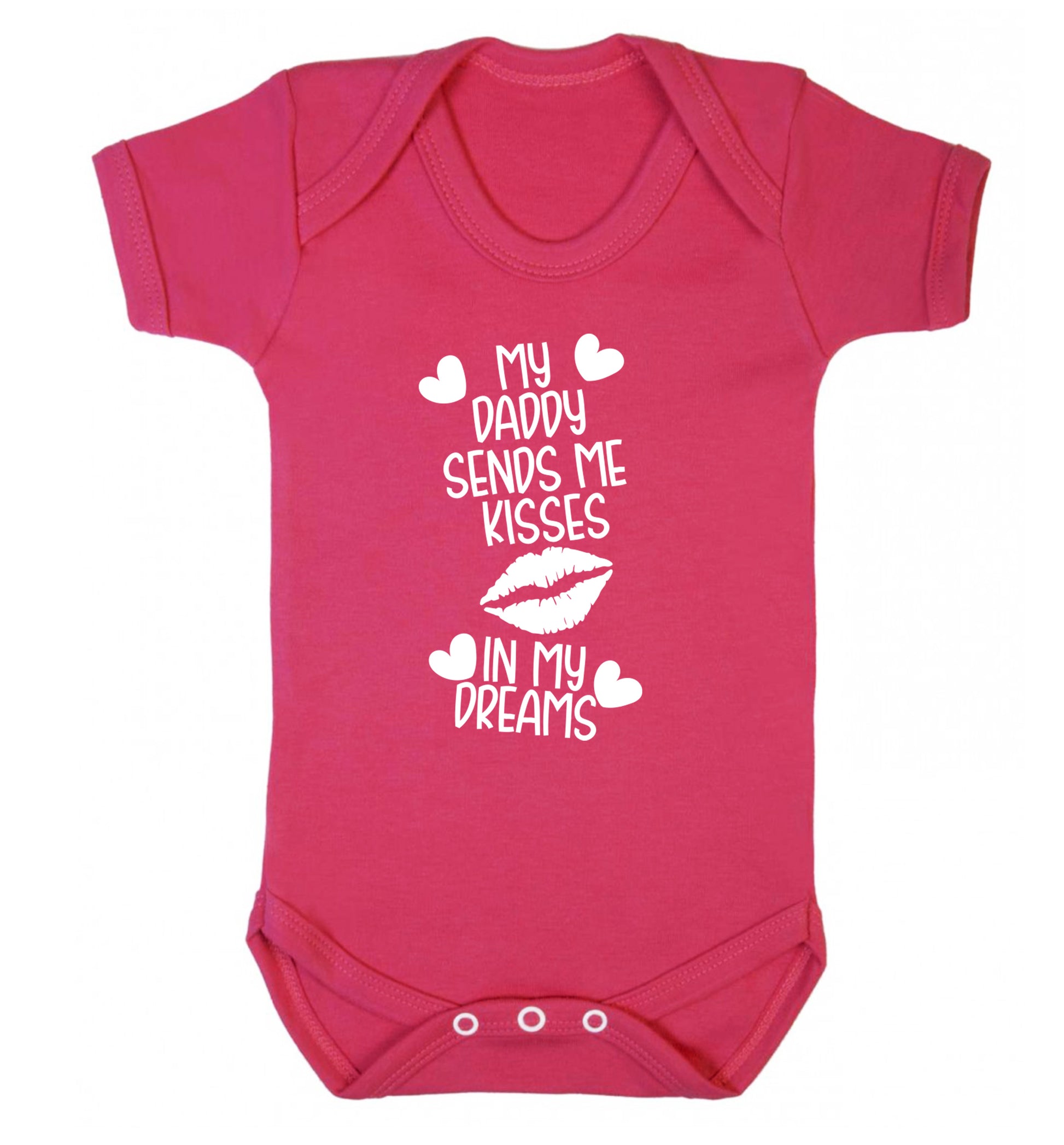 My daddy sends me kisses in my dreams Baby Vest dark pink 18-24 months