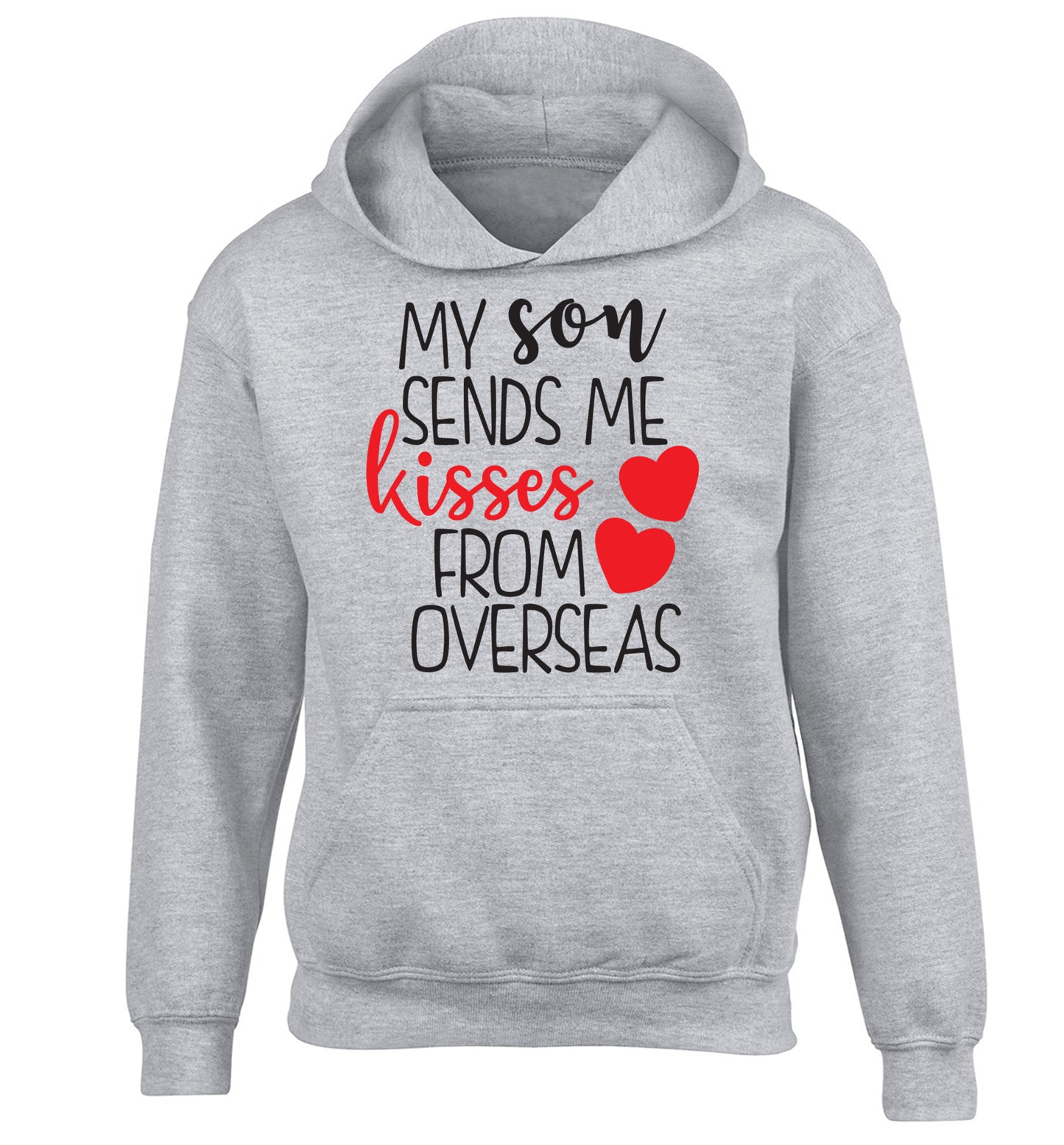 My son sends me kisses from overseas children's grey hoodie 12-13 Years