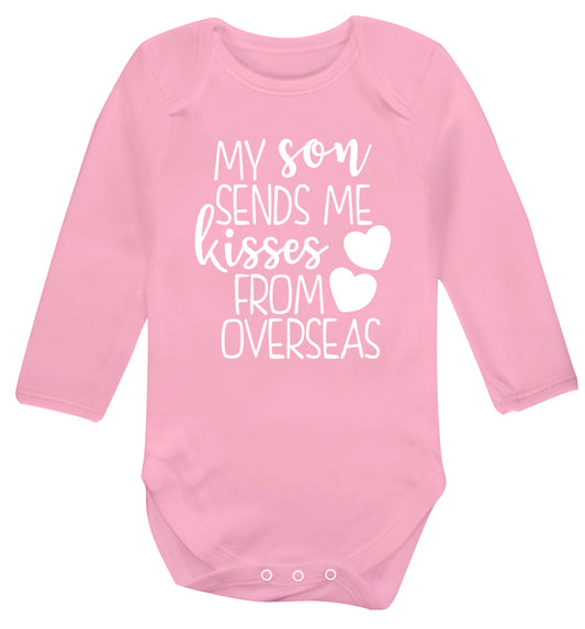 My son sends me kisses from overseas Baby Vest long sleeved pale pink 6-12 months