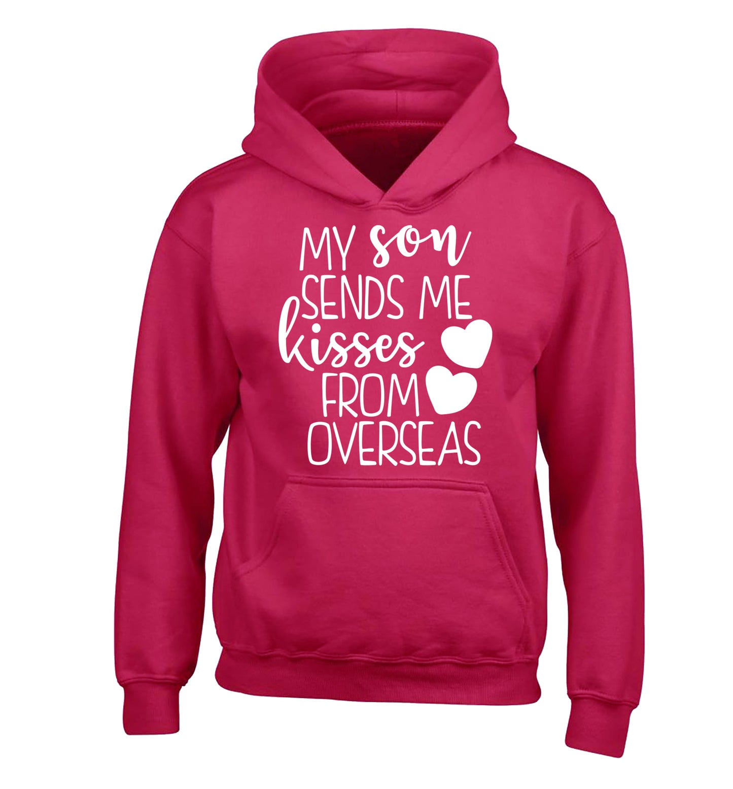 My son sends me kisses from overseas children's pink hoodie 12-13 Years