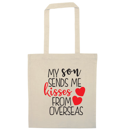 My son sends me kisses from overseas natural tote bag