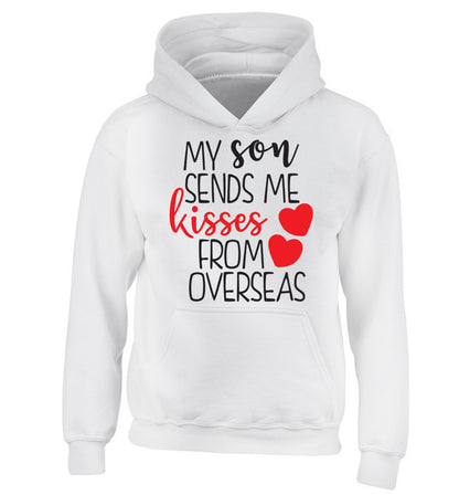 My son sends me kisses from overseas children's white hoodie 12-13 Years