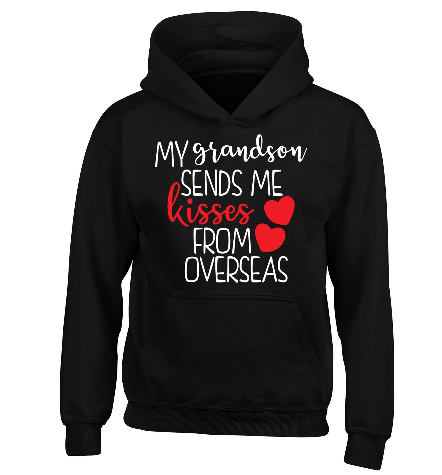 My grandson sends me kisses from overseas children's black hoodie 12-13 Years