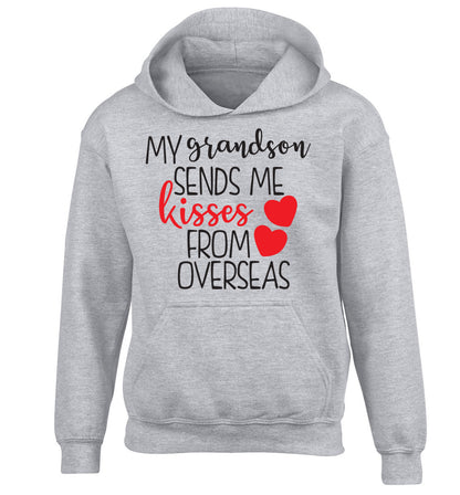 My grandson sends me kisses from overseas children's grey hoodie 12-13 Years