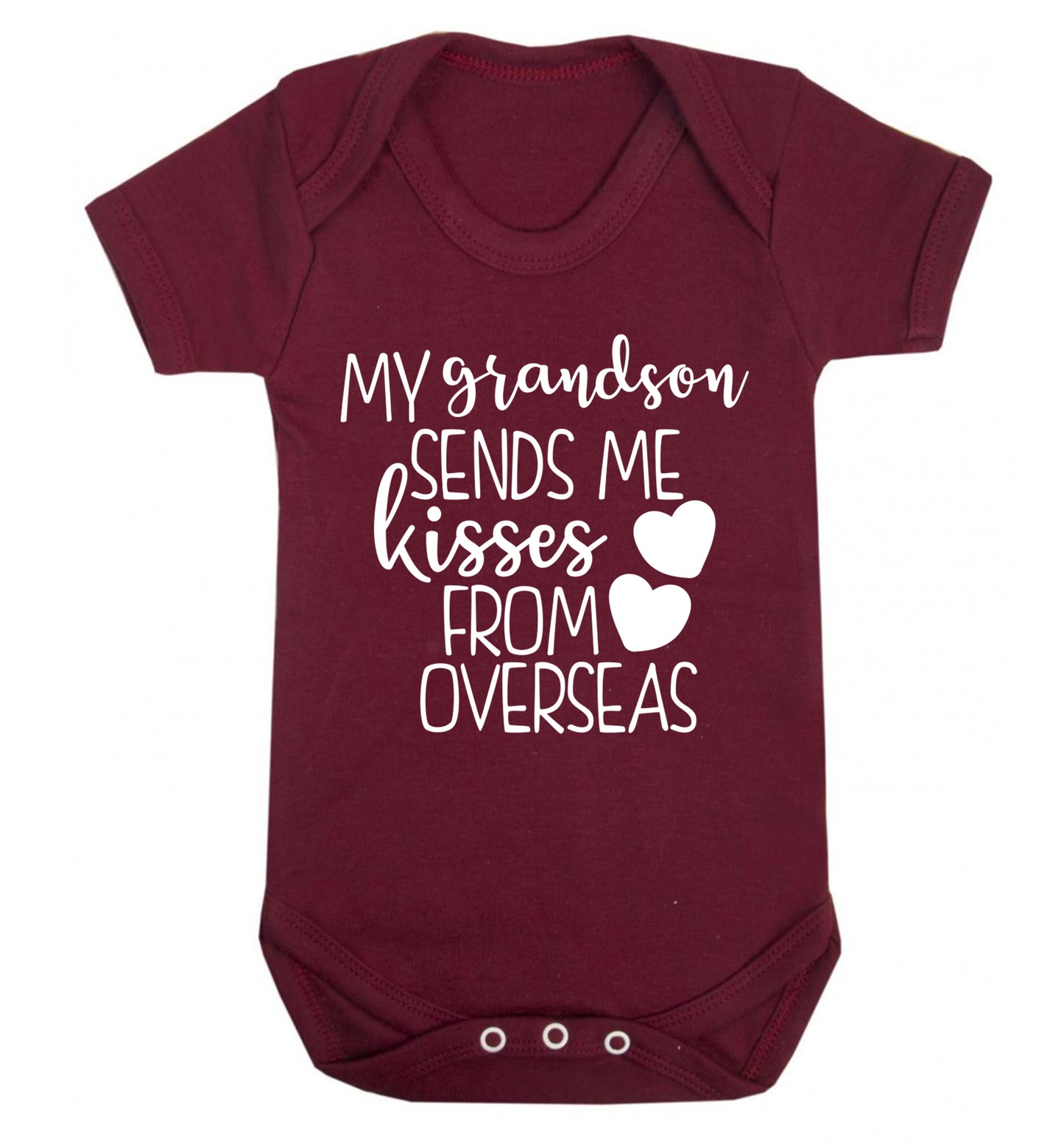 My grandson sends me kisses from overseas Baby Vest maroon 18-24 months