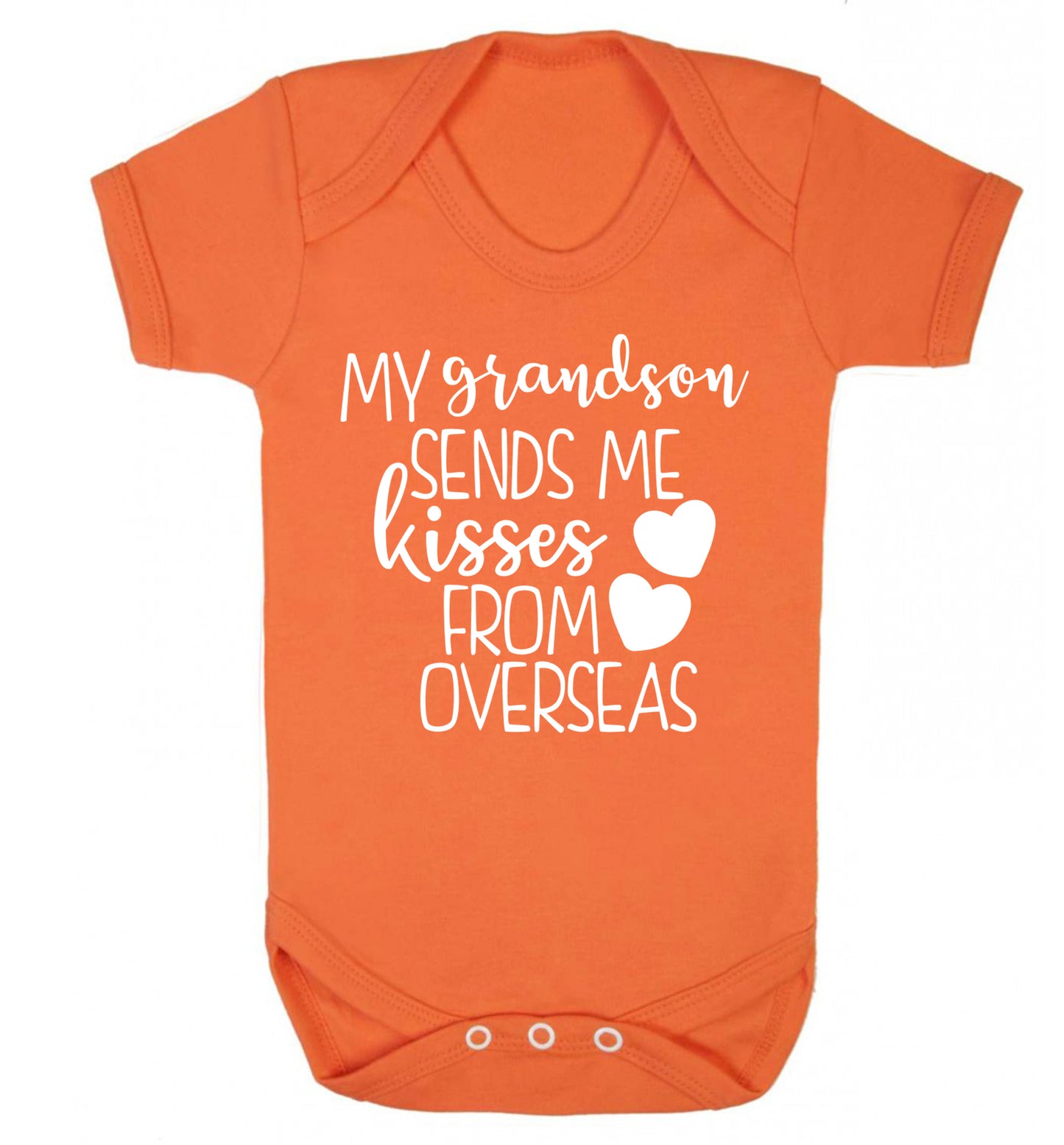 My grandson sends me kisses from overseas Baby Vest orange 18-24 months