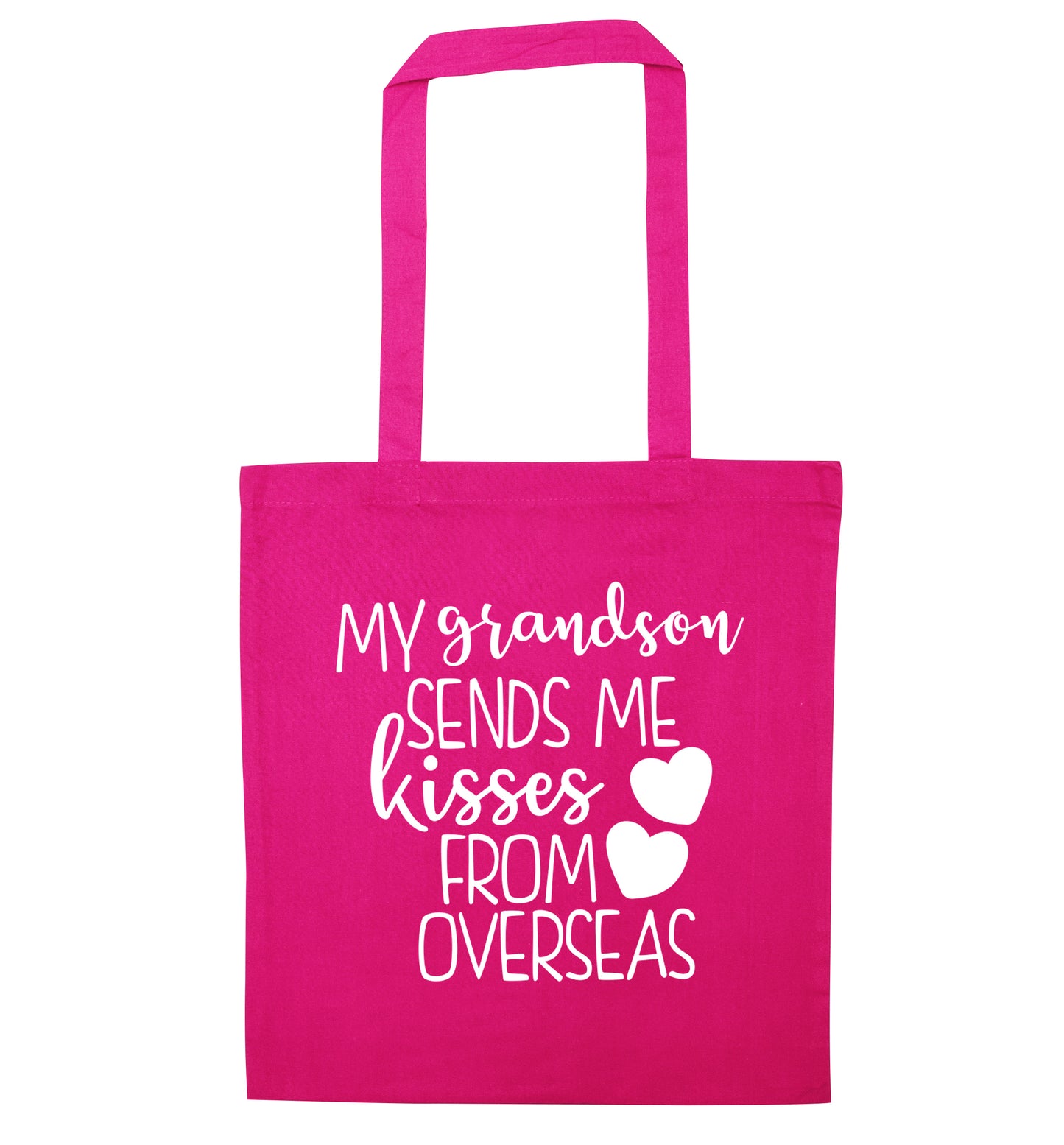 My grandson sends me kisses from overseas pink tote bag