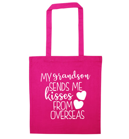My grandson sends me kisses from overseas pink tote bag