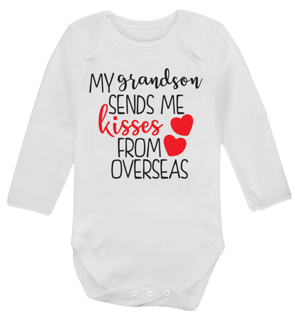 My grandson sends me kisses from overseas Baby Vest long sleeved white 6-12 months