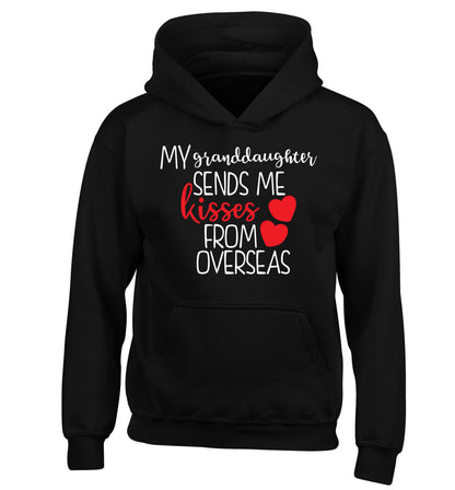 My granddaughter sends me kisses from overseas children's black hoodie 12-13 Years