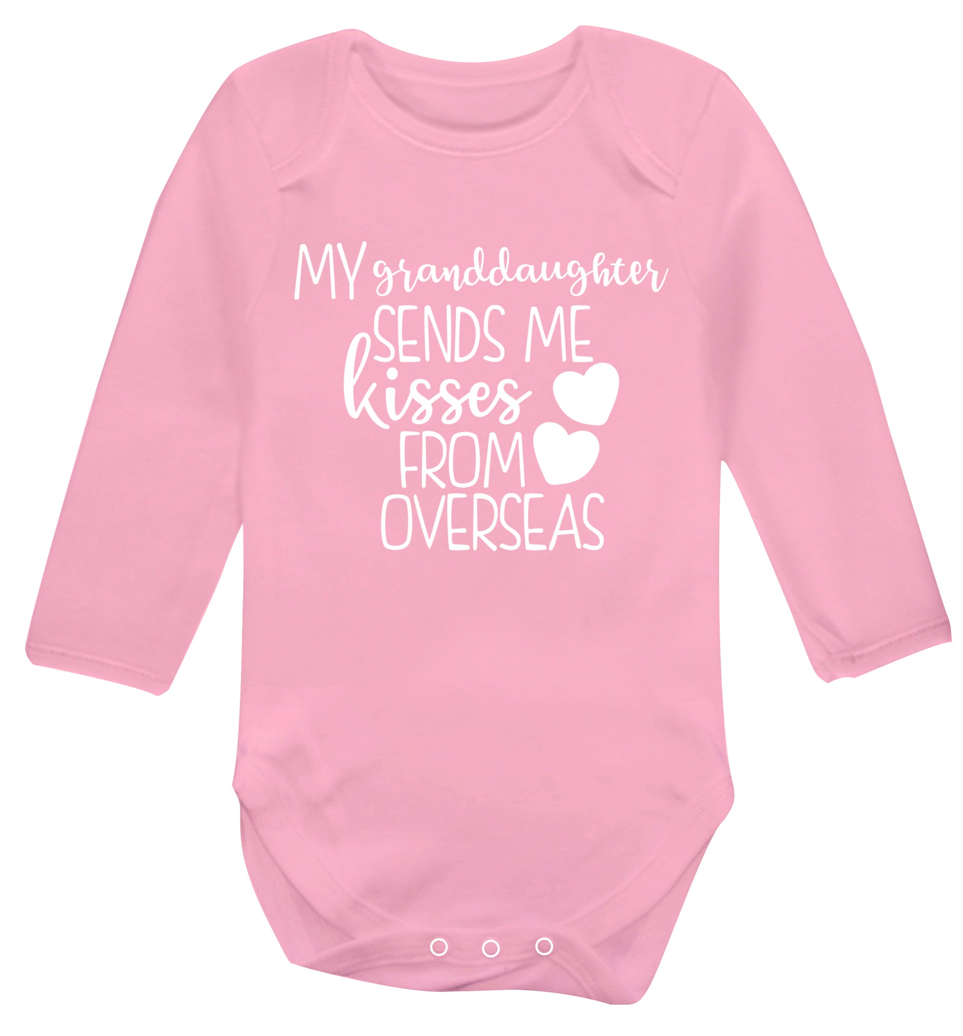 My granddaughter sends me kisses from overseas Baby Vest long sleeved pale pink 6-12 months