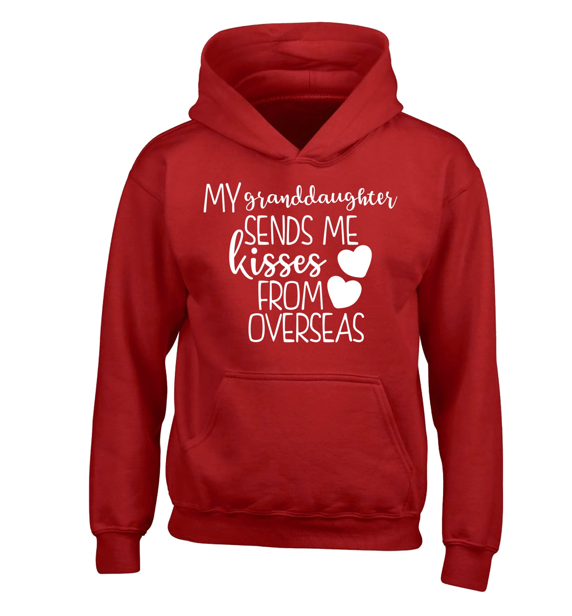 My granddaughter sends me kisses from overseas children's red hoodie 12-13 Years