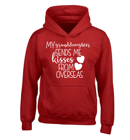 My granddaughter sends me kisses from overseas children's red hoodie 12-13 Years
