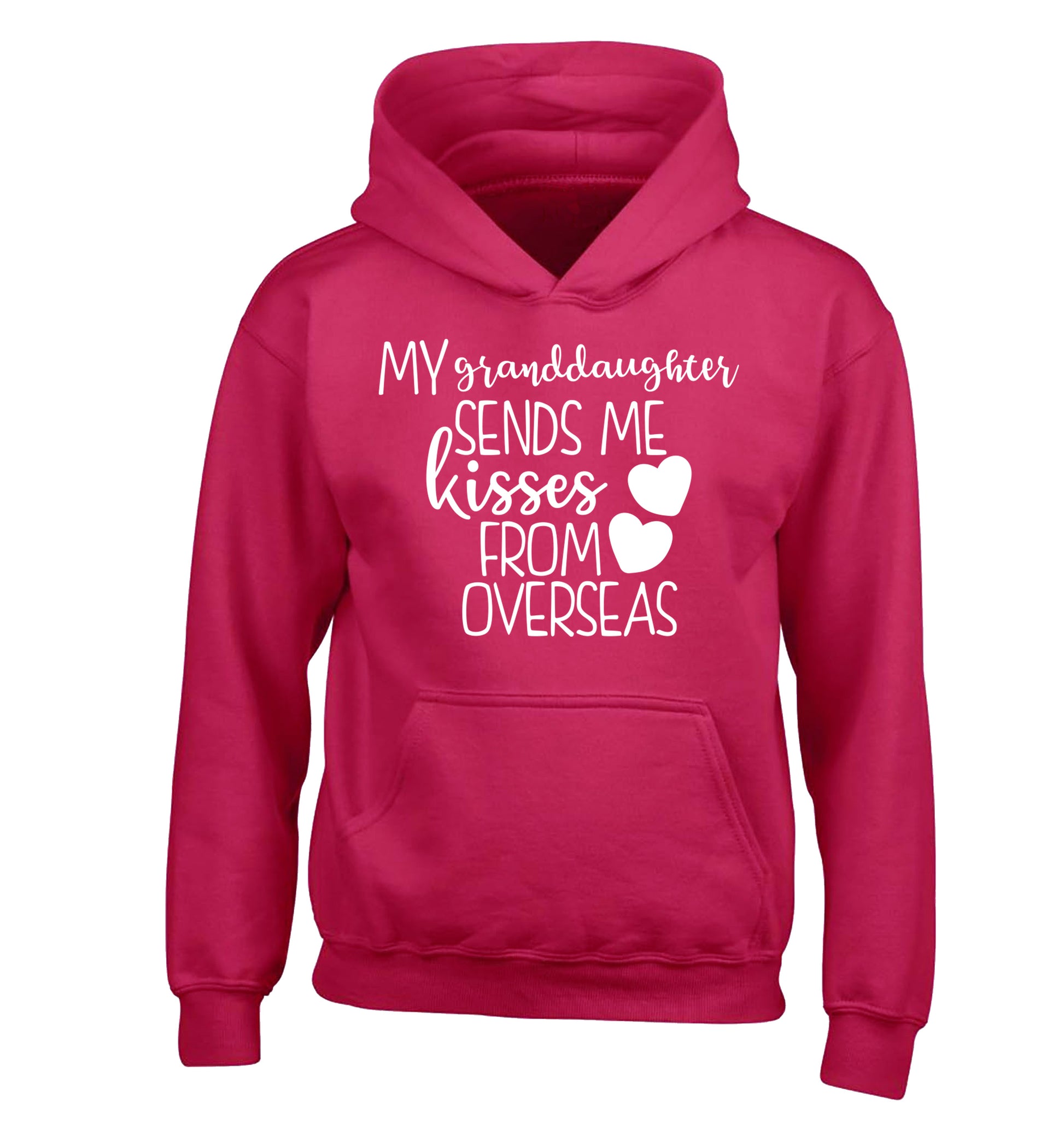 My granddaughter sends me kisses from overseas children's pink hoodie 12-13 Years