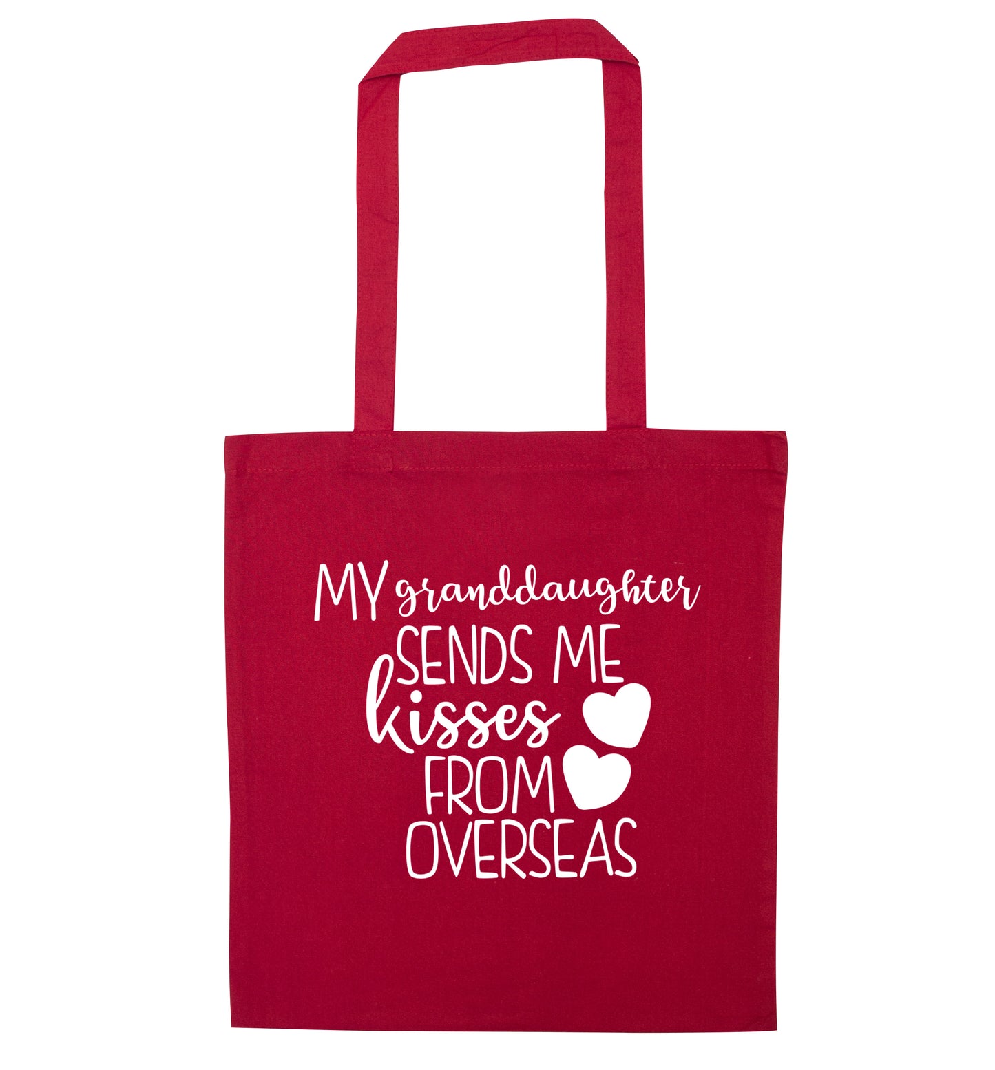 My granddaughter sends me kisses from overseas red tote bag