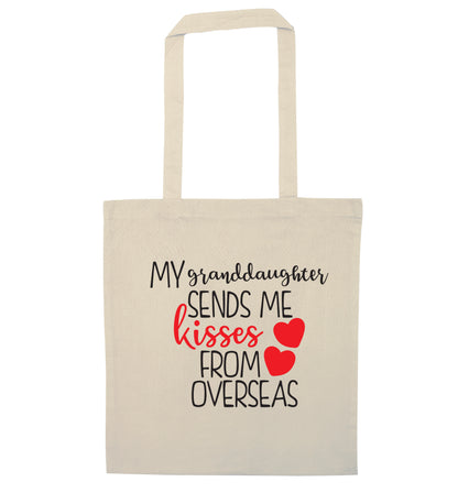 My granddaughter sends me kisses from overseas natural tote bag