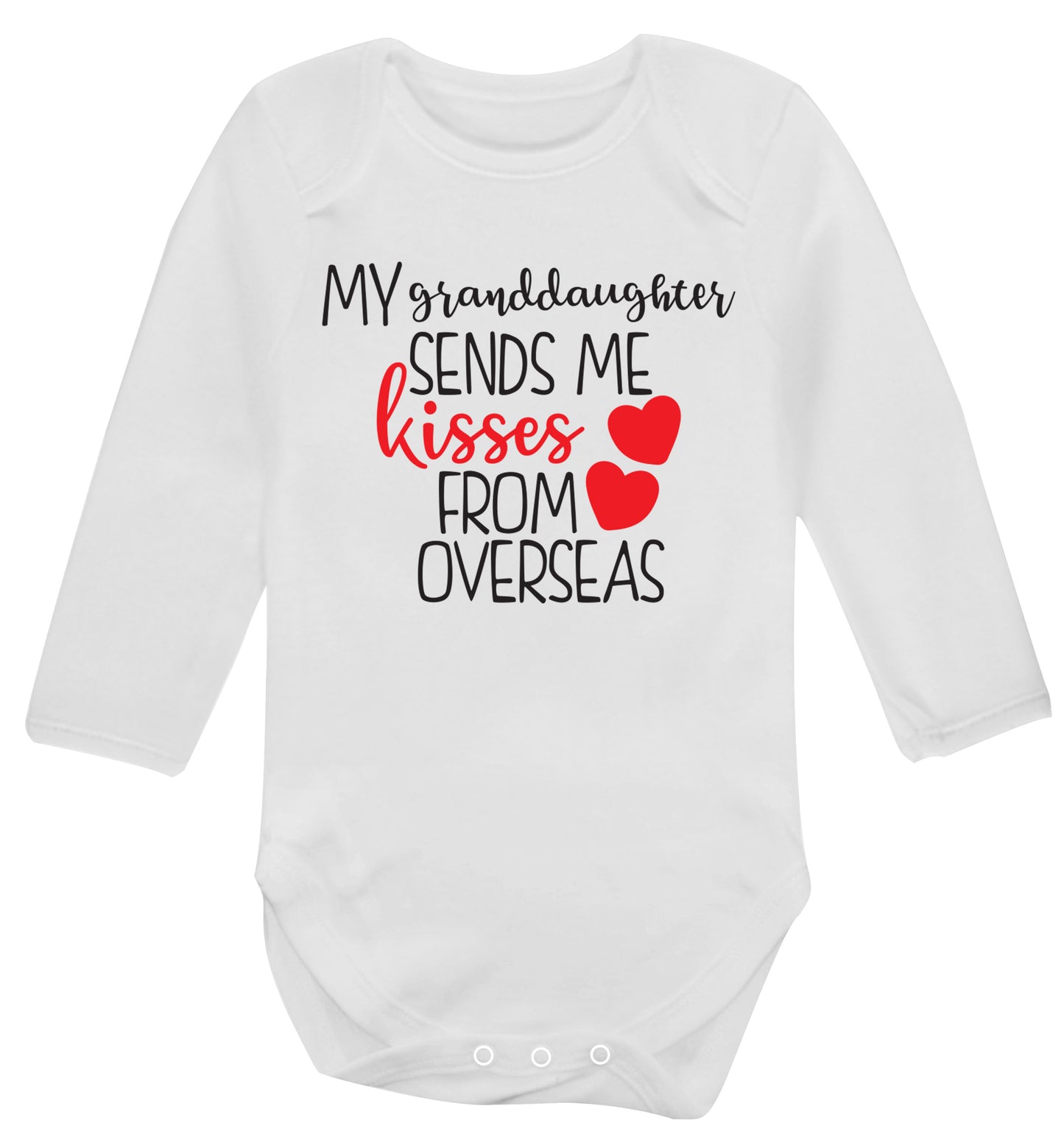 My granddaughter sends me kisses from overseas Baby Vest long sleeved white 6-12 months