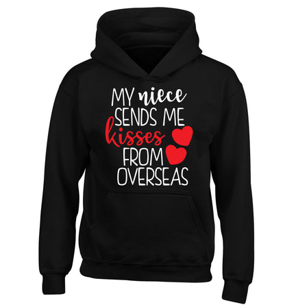 My niece sends me kisses from overseas children's black hoodie 12-13 Years