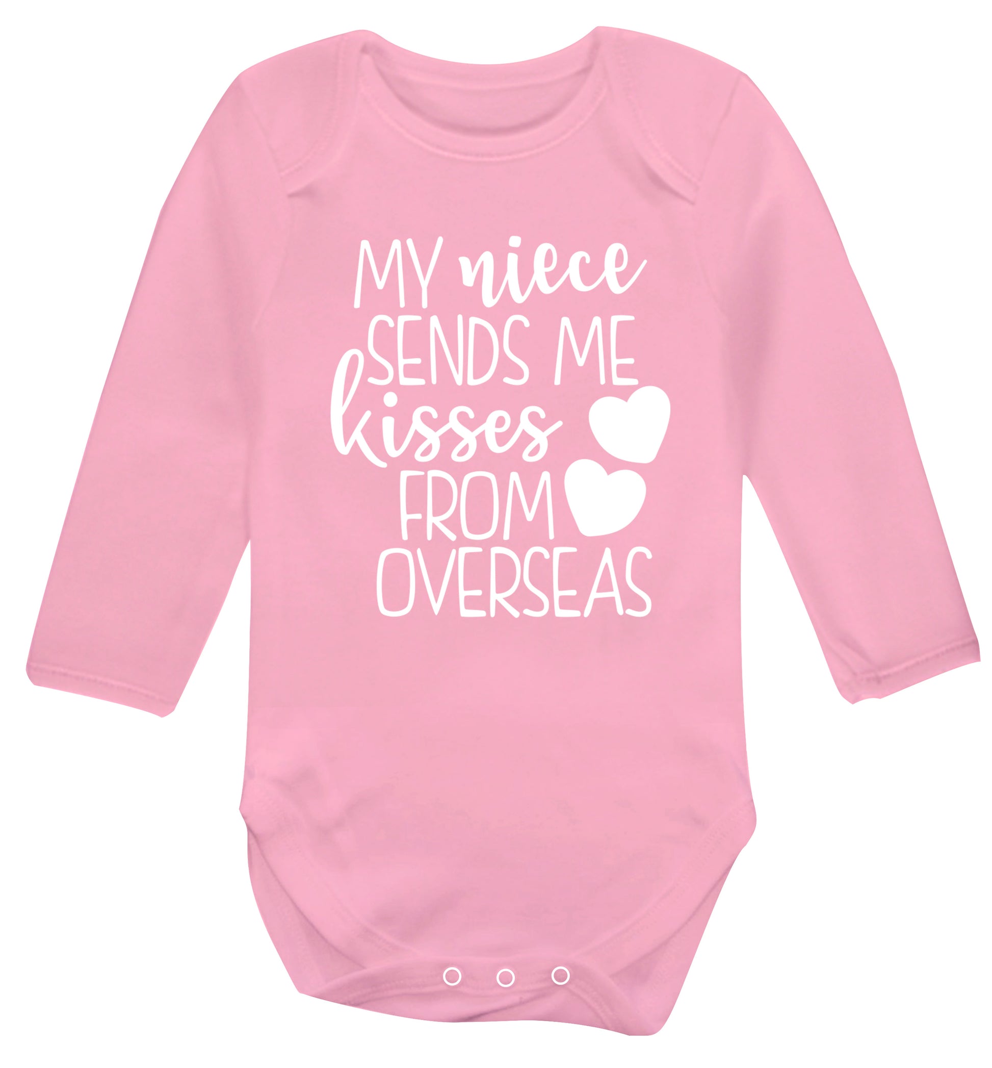 My niece sends me kisses from overseas Baby Vest long sleeved pale pink 6-12 months