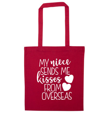 My niece sends me kisses from overseas red tote bag