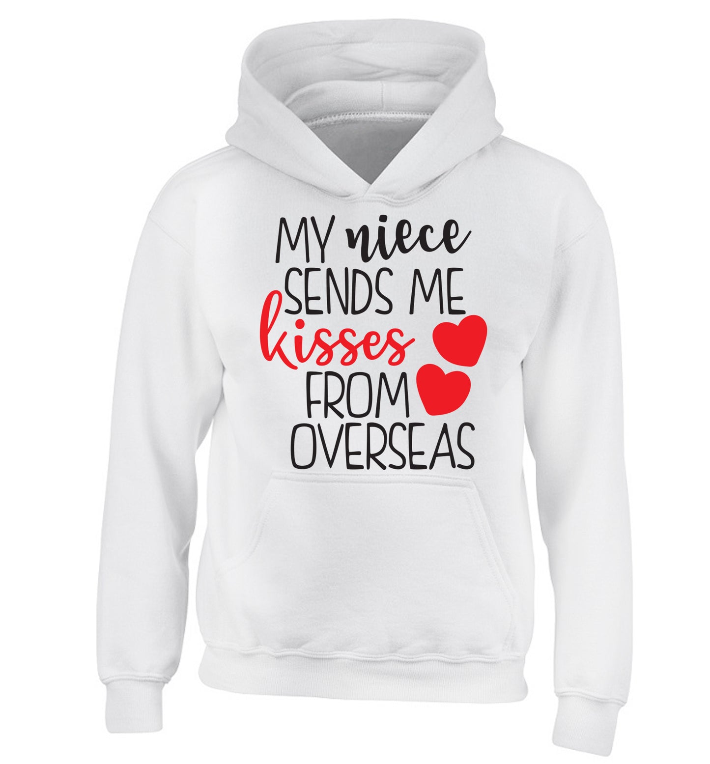 My niece sends me kisses from overseas children's white hoodie 12-13 Years