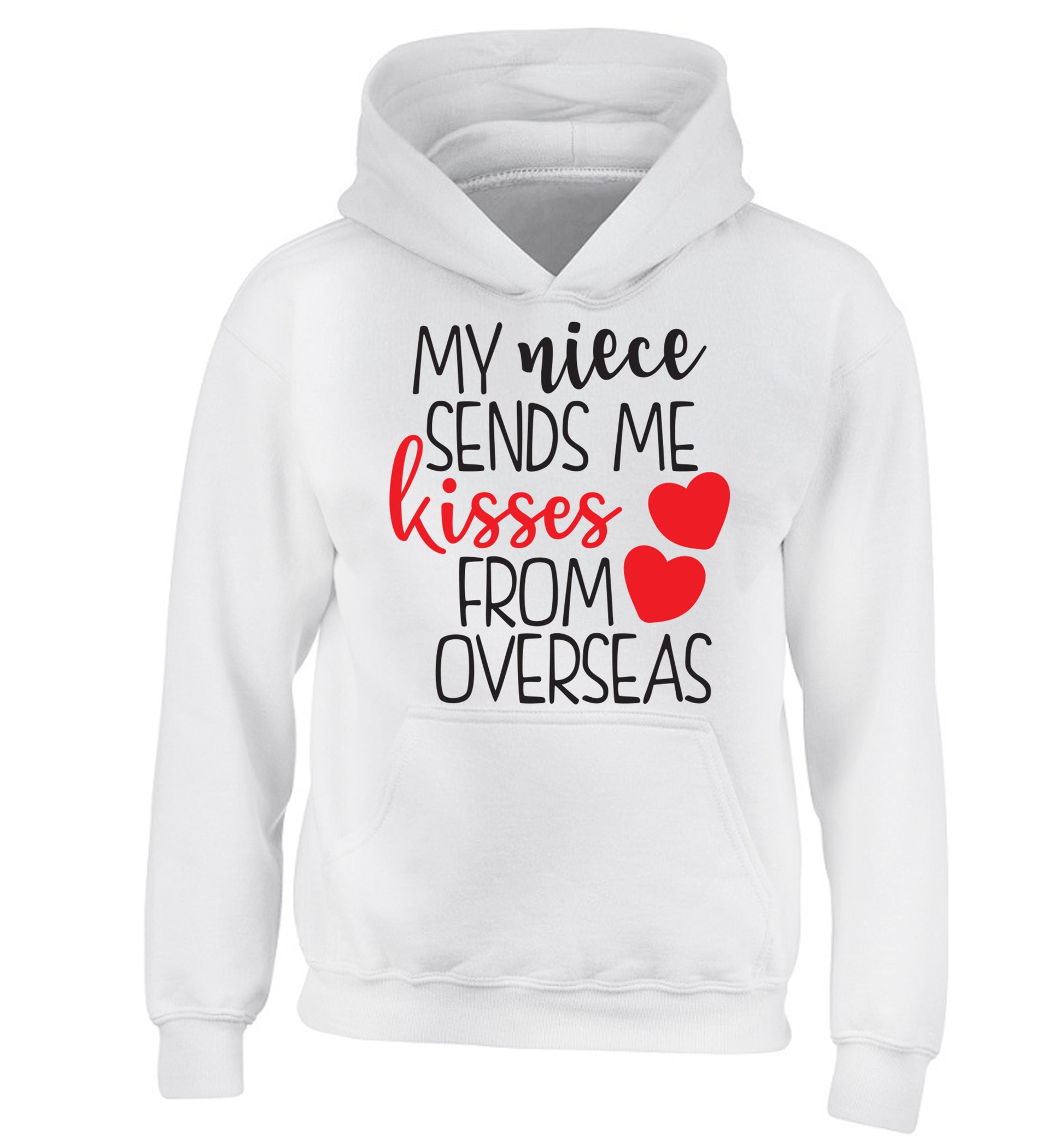 My niece sends me kisses from overseas children's white hoodie 12-13 Years