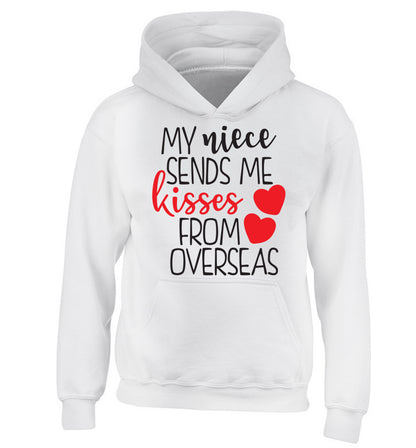 My niece sends me kisses from overseas children's white hoodie 12-13 Years
