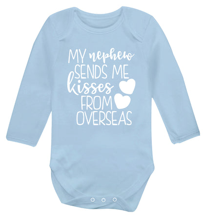 My nephew sends me kisses from overseas Baby Vest long sleeved pale blue 6-12 months