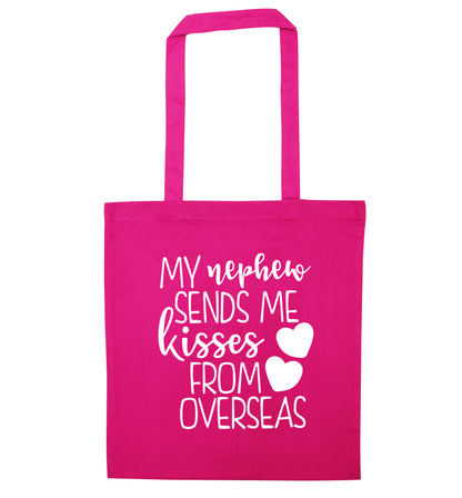 My nephew sends me kisses from overseas pink tote bag