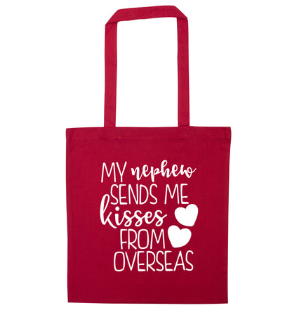 My nephew sends me kisses from overseas red tote bag