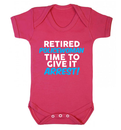Retired policewoman time to give it arrest Baby Vest dark pink 18-24 months
