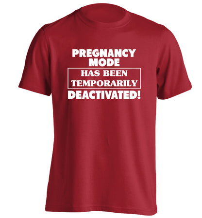 Pregnancy mode has now been temporarily deactivated adults unisex red Tshirt 2XL